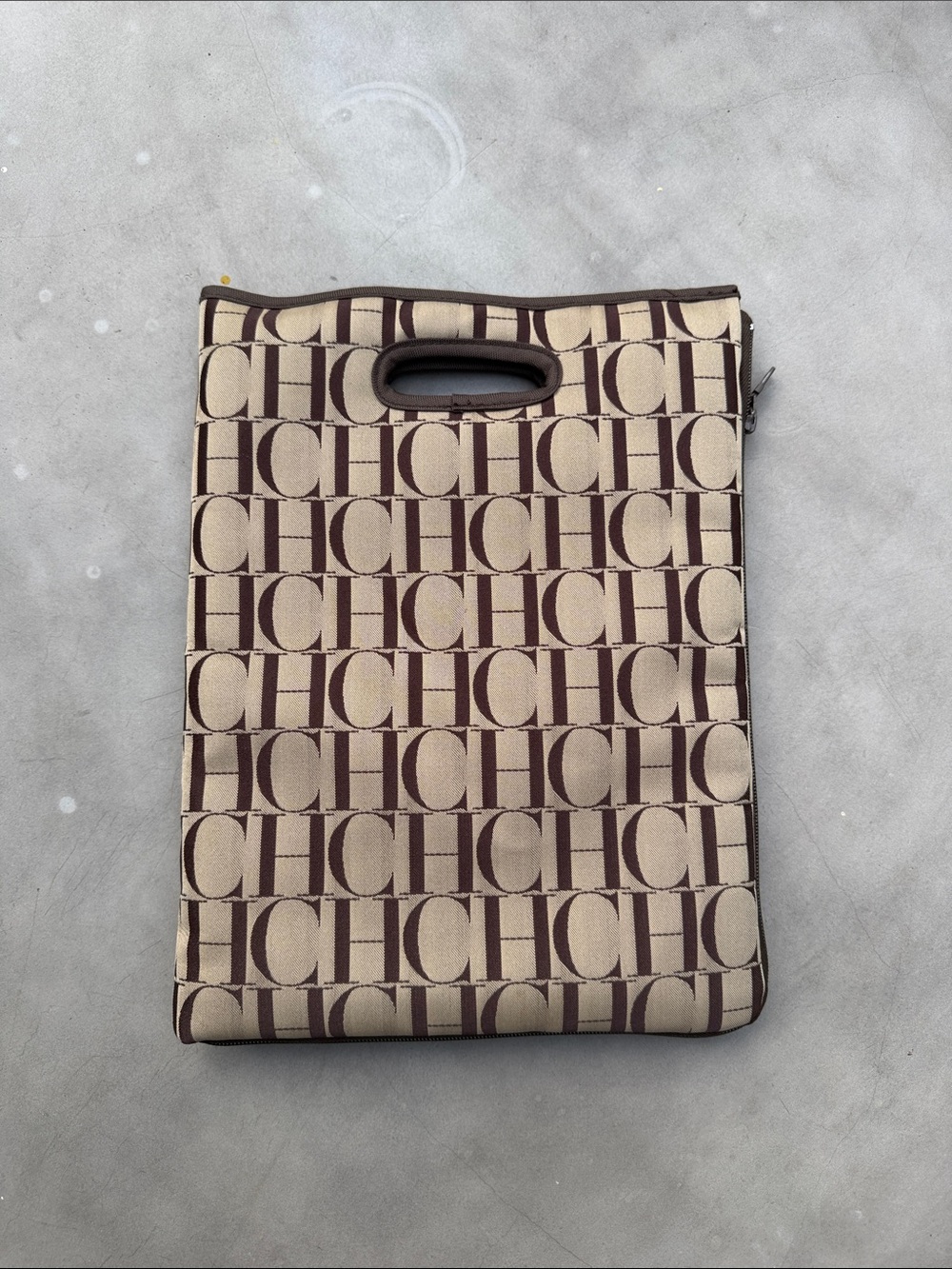Carolina Herrera Beige and Brown Monogram Travel Changing Baby Mat